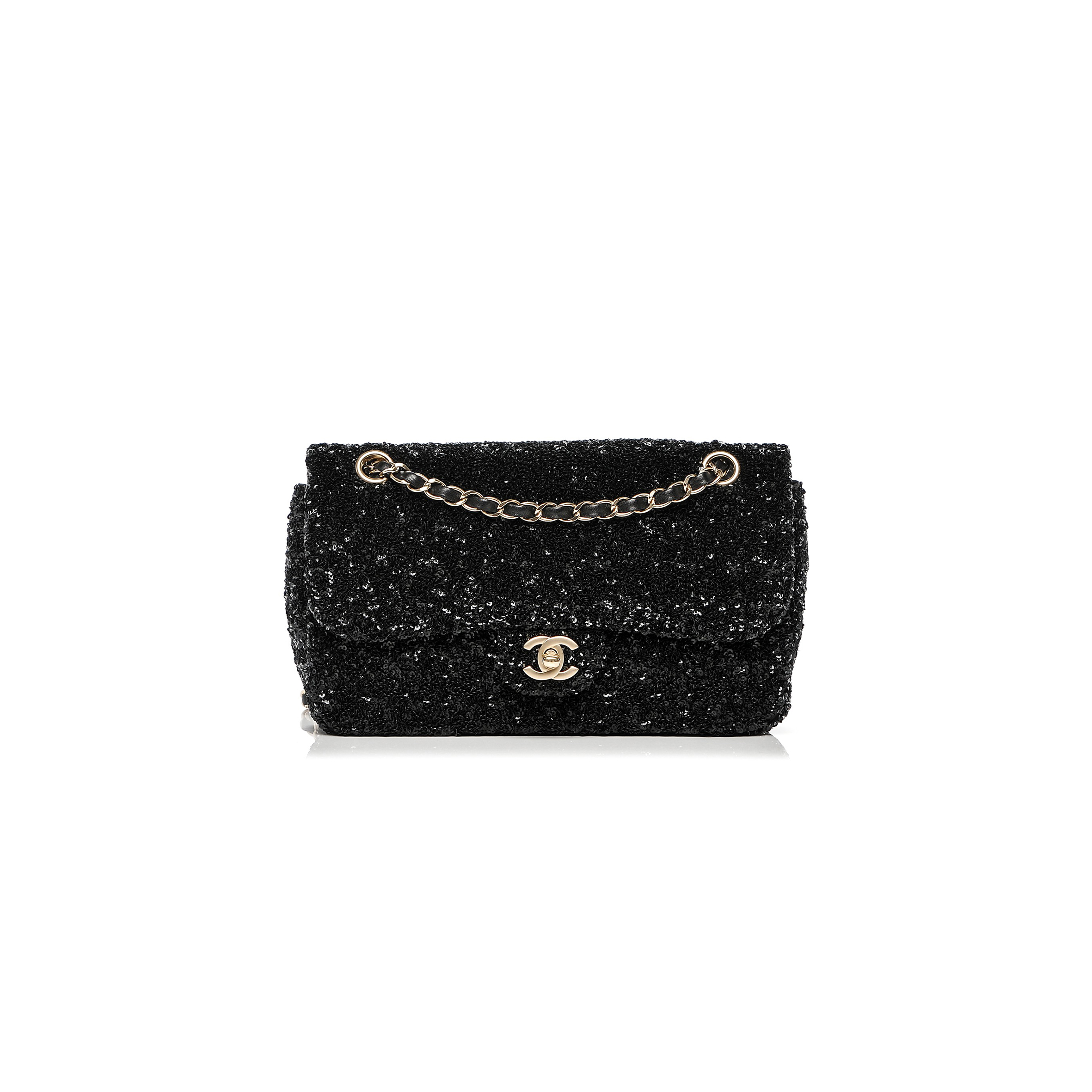 CHANEL MASTER SEQUIN EMBROIDERED MEDIUM FLAP BAG BLACK 189545 (25*16*6cm)